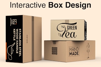 amazon product box packaging and label design with die cut