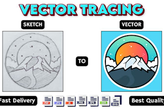 do vector tracing, raster to vector conversion, logo to high quality vector