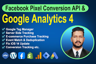 setup or fix facebook pixel conversion API, ga4 server side tracking for shopify