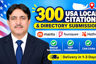 do 300 USA local citations and directory submission