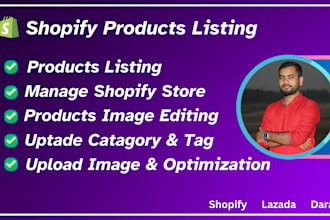 do product listing on shopify, lazada, daraz with data entry