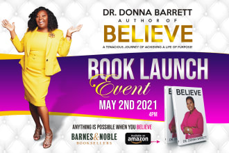 do professional book release, launch, signing, cover, church flyer poster design