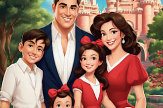 draw you family portrait in disney style