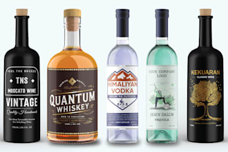 do label design for wine, beer, whiskey, tequila, vodka, liquor