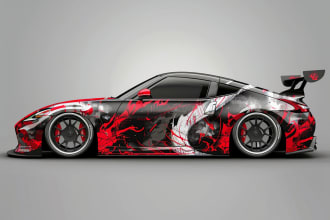 do racing car design, van wrap, itasha design and car wrap