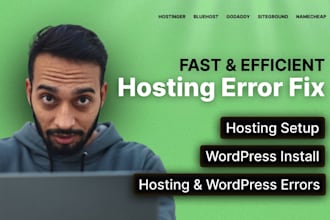 setup hosting on wordpress website and fix hosting errors