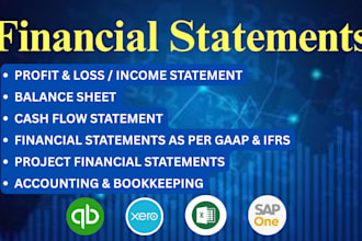 prepare profit and loss statement, balance sheet and cash flow statement for you