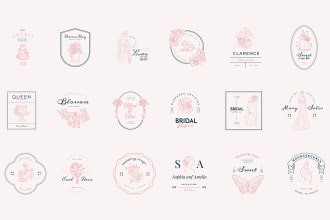 design minimalist feminine line art botanical boho hand drawn logo