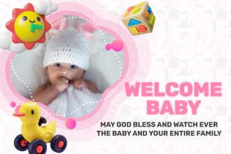 design digital invitations, baby shower, party cards, and birthday card