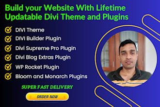 install divi theme, divi supreme pro and essential plugins with lifetime updates