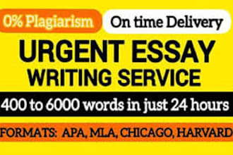 do urgent  essay writing, apa, mla, chicago as soon as you need it, top notch