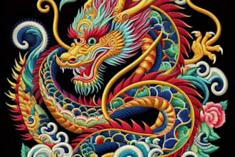 do embroidery digitizing design into dst pes file in 1 hour