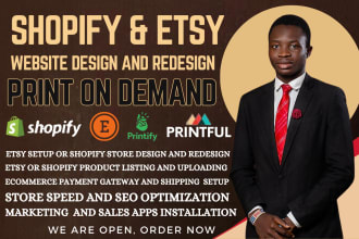 do shopify print on demand store, etsy, pod printify, printful, shopify website