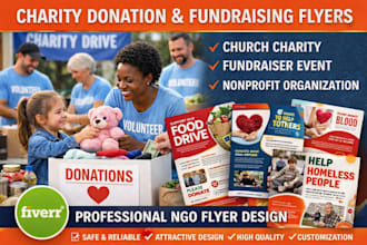 design community flyers for charity donations,  fundraising organization and ngo