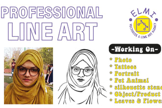 line art work on portrait, animal, products, silhouette stencil, sketch