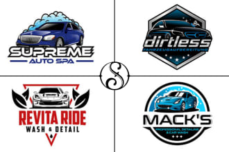 do auto mobile detailing truck and car wash logo design