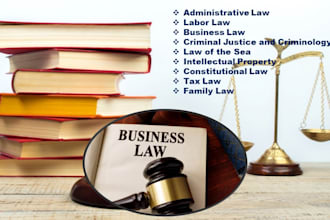 conduct legal research,  business law, case briefs, agreements, and contracts