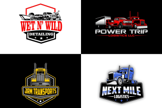 do elegant unique car wash truck and detailing logo