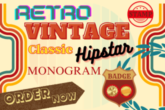 design vintage, retro, hipstar, monogram emblem logo