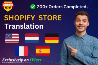 translate your shopify store in german, dutch, english, spanish and french in 24