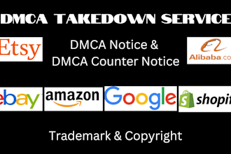 takedown infringing listing from google shopify etsy amazon ebay under dmca