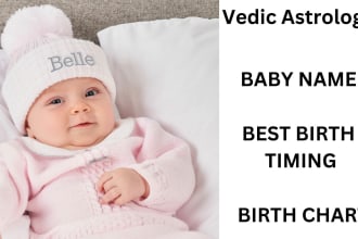 share the ideal birth timing and baby names using vedic or western astrology