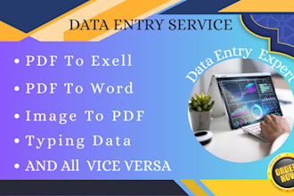 do unique data entry services , web research PDF conversion fast typing