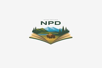 create a green landscape, tree logo for lawn care and agriculture