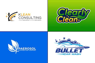 do unique washing cleaning and power washing logo design