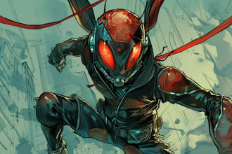 do awesome character design in comic book art style