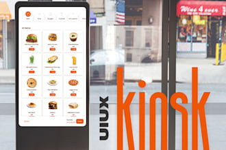 do a uiux design of a self service kiosk, pos system kiosk