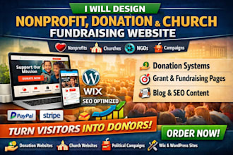 design donation charity ngo nonprofit non profit 501c3 wordpress or wix website