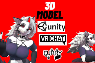 model custom vrchat avatar, 3d furry model, fursona, vrc, vseeface, nsfw