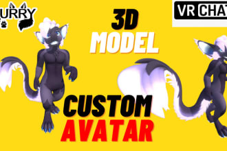 model a 3d custom vrchat avatar, 3d anime and furry vrchat avatar rigged