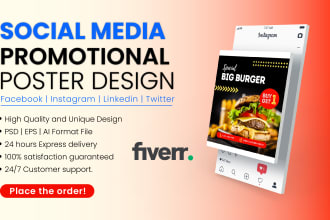 design promotional social media post posters, banners and ads