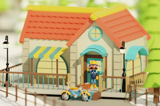 create 3d low poly models, game props and buildings