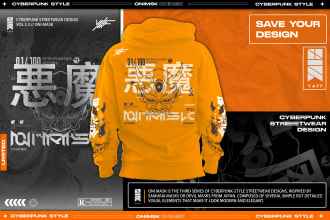 design cyberpunk japanese streetwear t shirt and hoodie