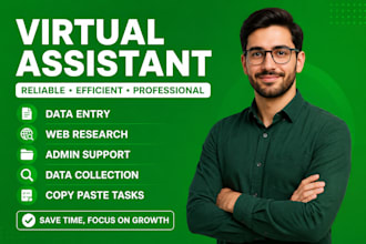 be your data entry and web research virtual assistant
