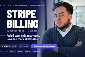 build secure stripe subscription and billing system in react, next js, node js