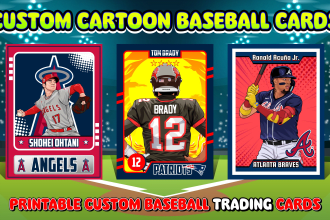 custom baseball card or trading card cartoon style