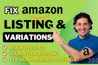 create or fix amazon product listing and amazon variation via flat file