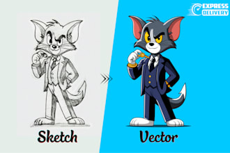 vectorize image or logo and turn hand drawn sketch into digital vector art