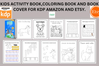design kids activity book,coloring book and hand writing workbook for amazon KDP