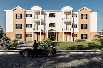 design 3d house, building, exterior design and 3d rendering