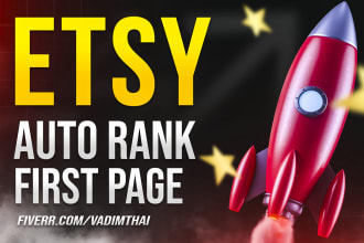 auto rank etsy listing first page, shop seo promotion boost traffic ads sales