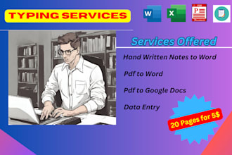 type, convert PDF to word, excel, google sheets, or image