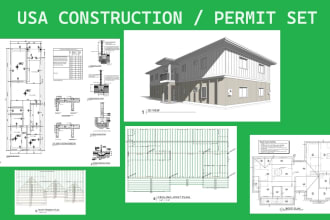 design and draw residential  construction drawing set for USA