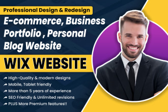 design wix website redesign business,blog, personal portfolio, ecommerce website