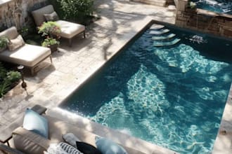 design home garden, pool, patio as landscape architect