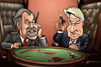 create a funny political cartoon and caricature for you